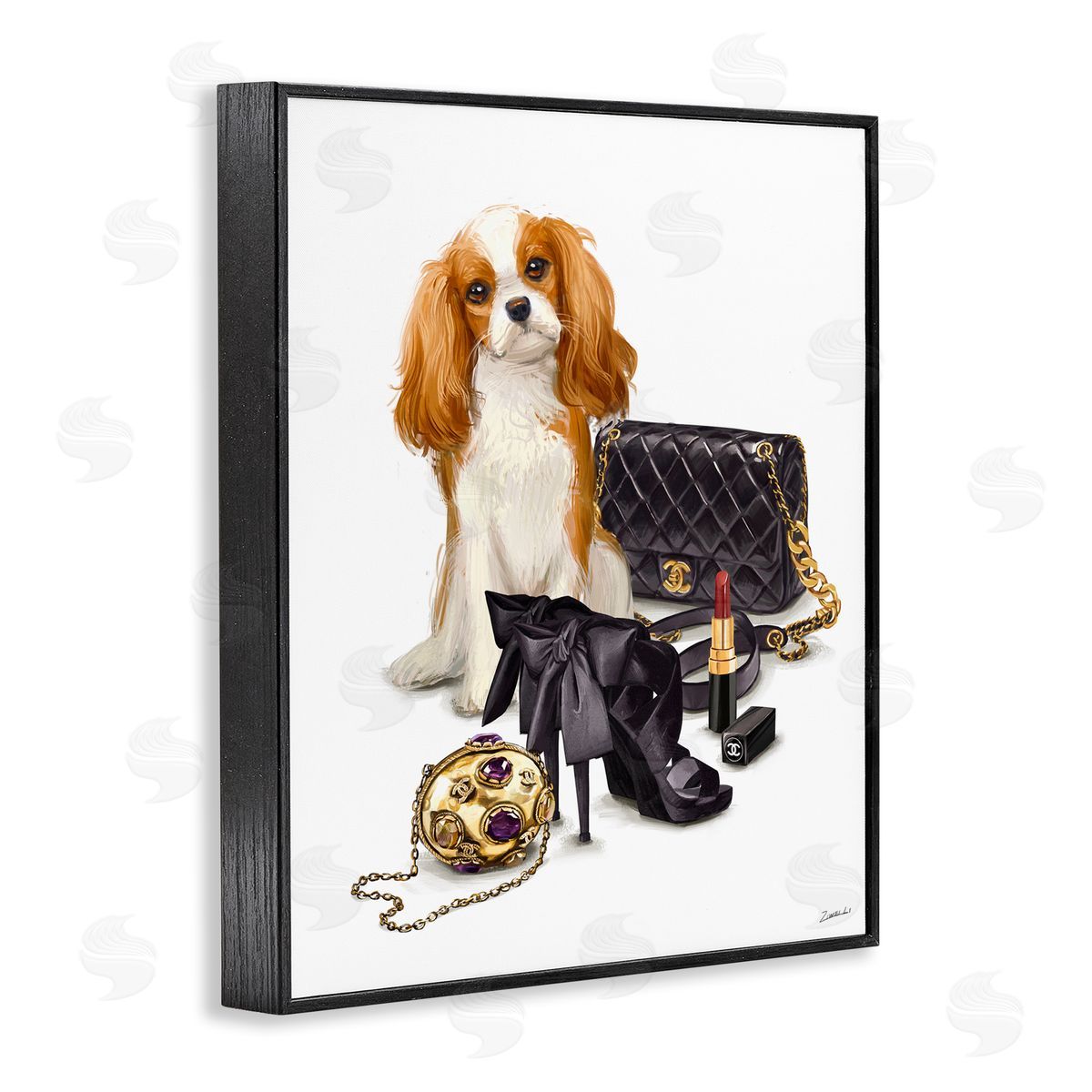 Ziwei Li Chick Black Fashion Accessories Stylish Glam Dog  Black Framed Giclee Wall Art Print