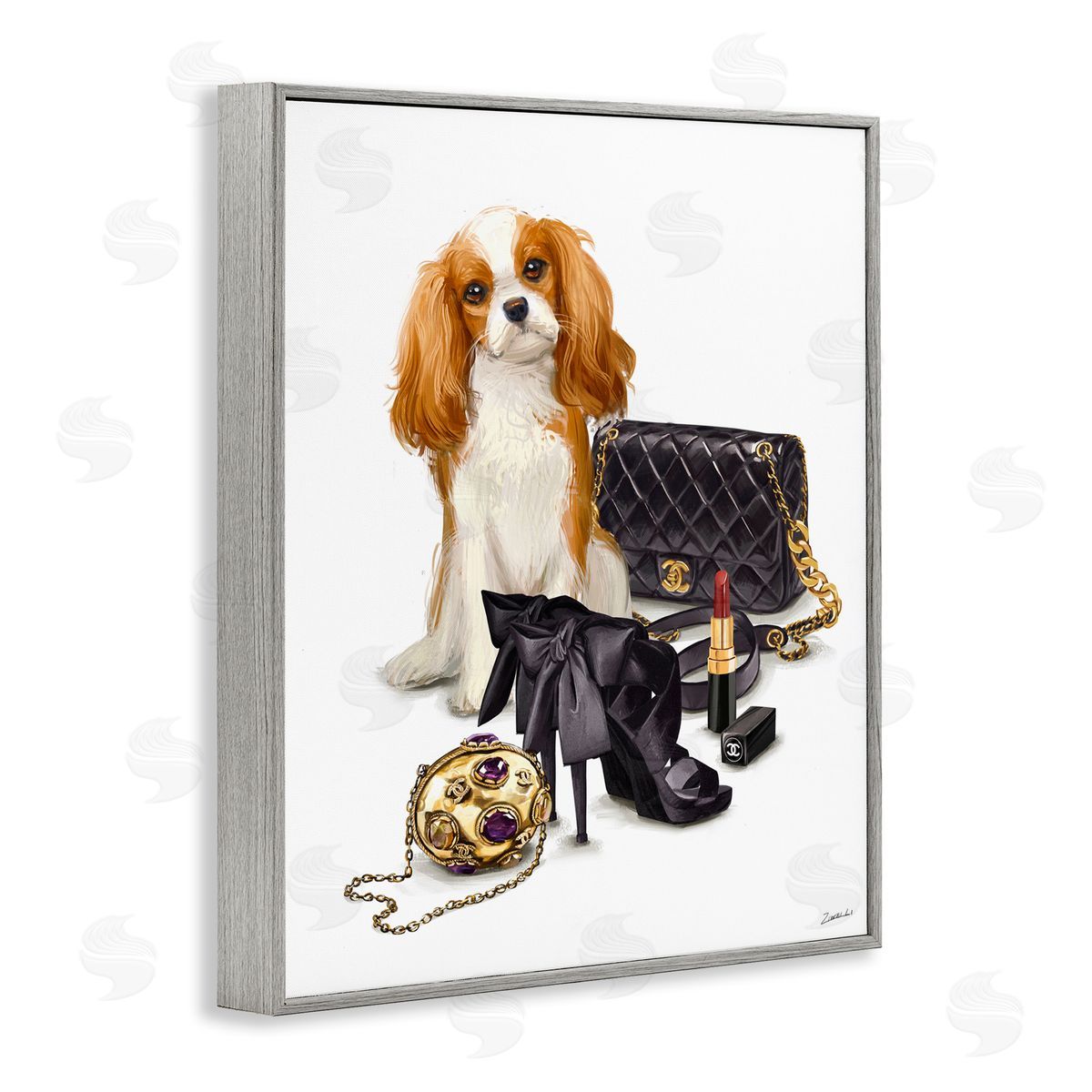 Ziwei Li Chick Black Fashion Accessories Stylish Glam Dog  Gray Framed Giclee Wall Art Print