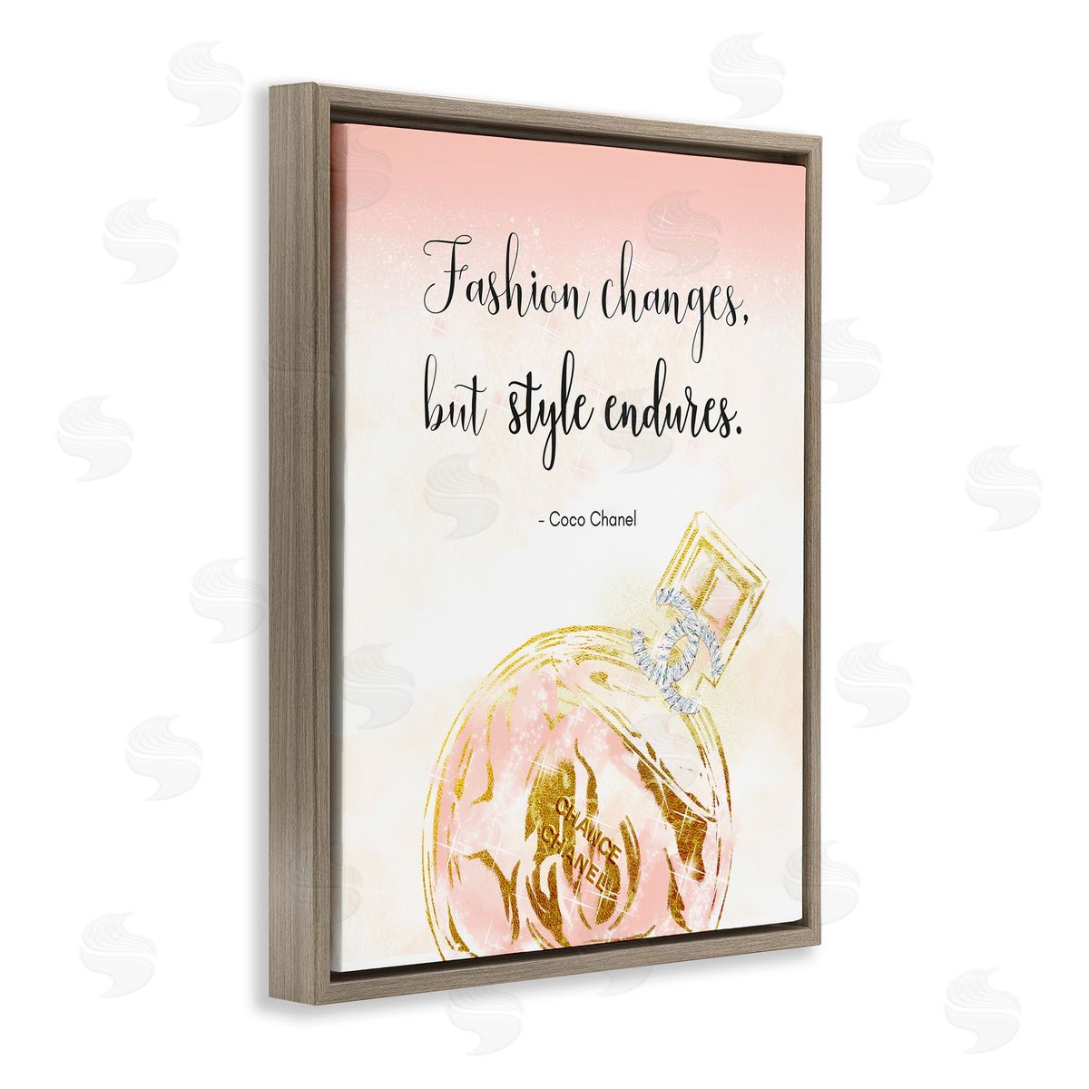 Ziwei Li Style Endures Typography Quoteer Glam Perfume  Brown Floating Frame Canvas Wall Art Print
