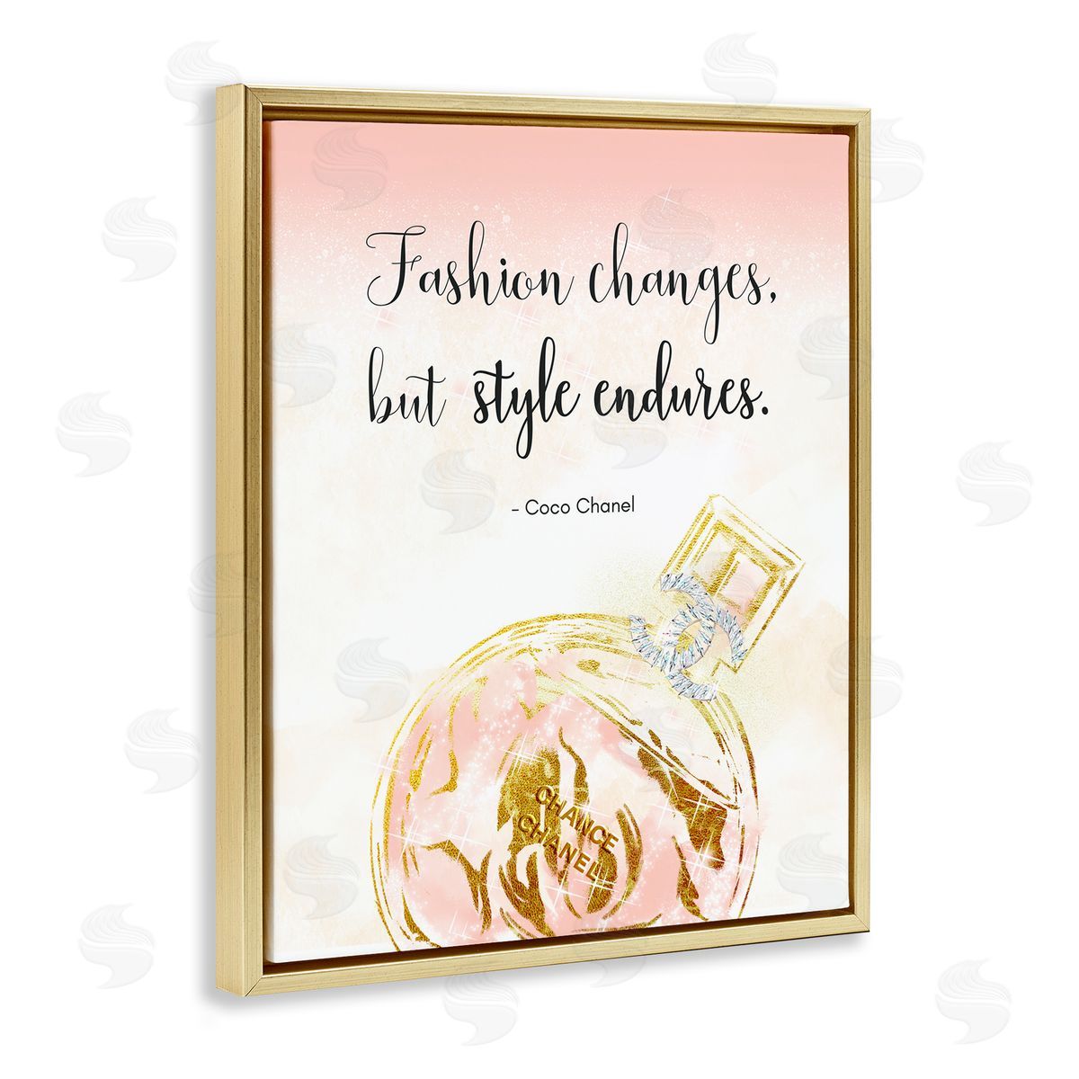 Ziwei Li Style Endures Typography Quoteer Glam Perfume  Gold Floating Frame Canvas Wall Art Print