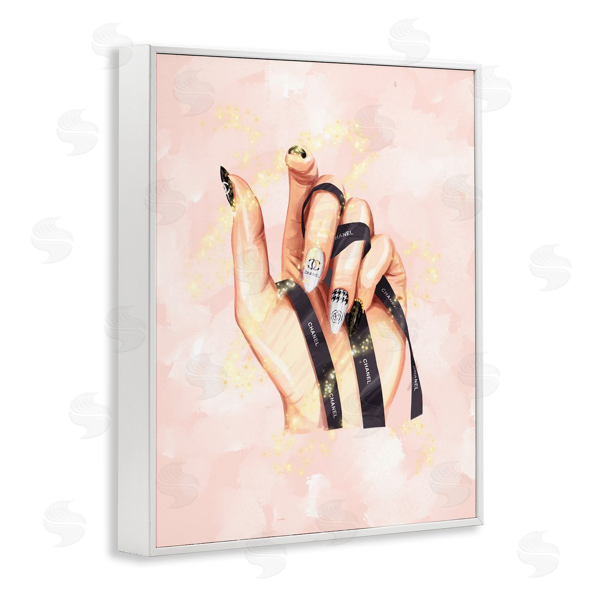 Ziwei Li Glam Nail Polish Hand Fashion Stars White Framed Giclee Wall Art Print