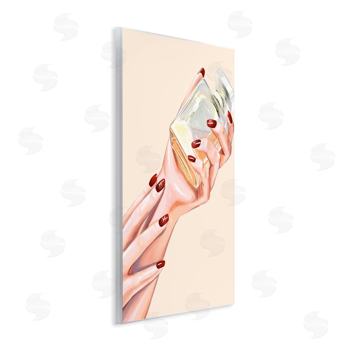 Ziwei Li Chic Red Nail Polish Holding Perfume Bottle  Wall Plaque Art Print