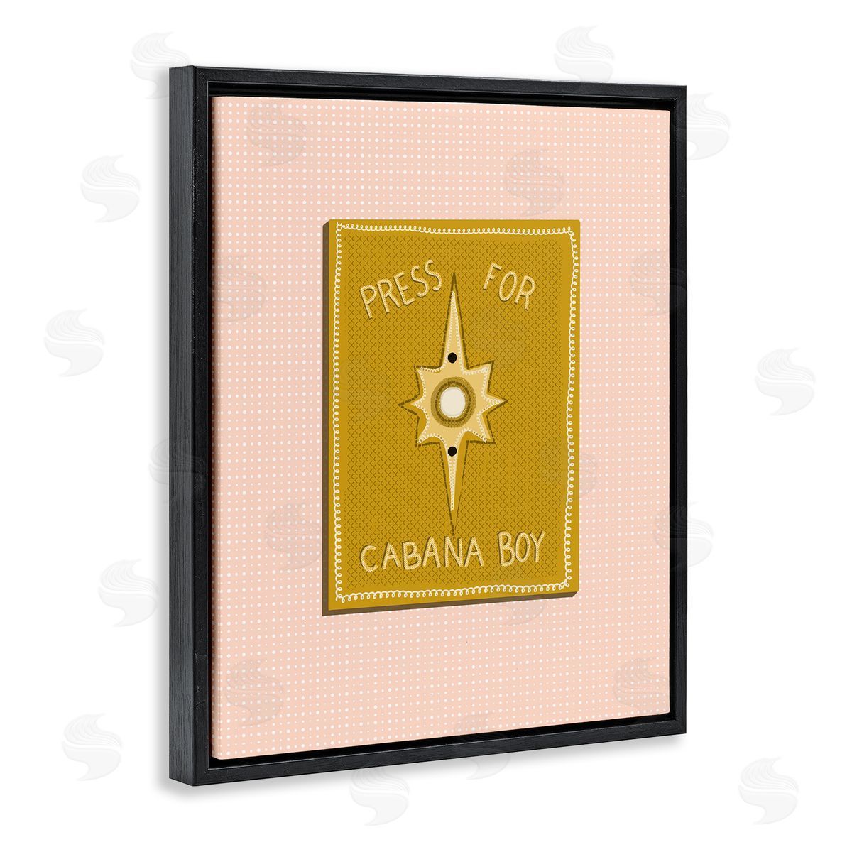 Jen Bucheli Press For Cabana Boy Witty Pink Text Button  Black Floating Frame Canvas Wall Art Print