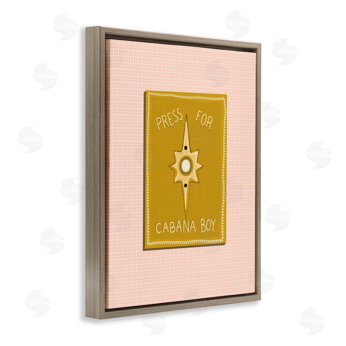 Jen Bucheli Press For Cabana Boy Witty Pink Text Button  Brown Floating Frame Canvas Wall Art Print