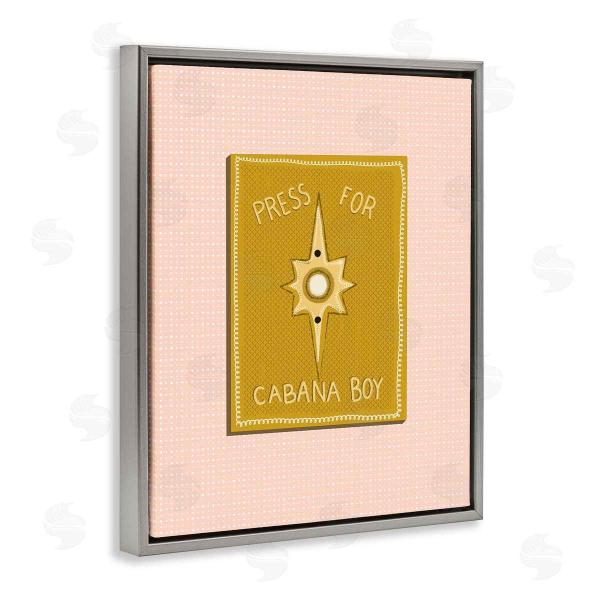 Jen Bucheli Press For Cabana Boy Witty Pink Text Button  Gray Floating Frame Canvas Wall Art Print