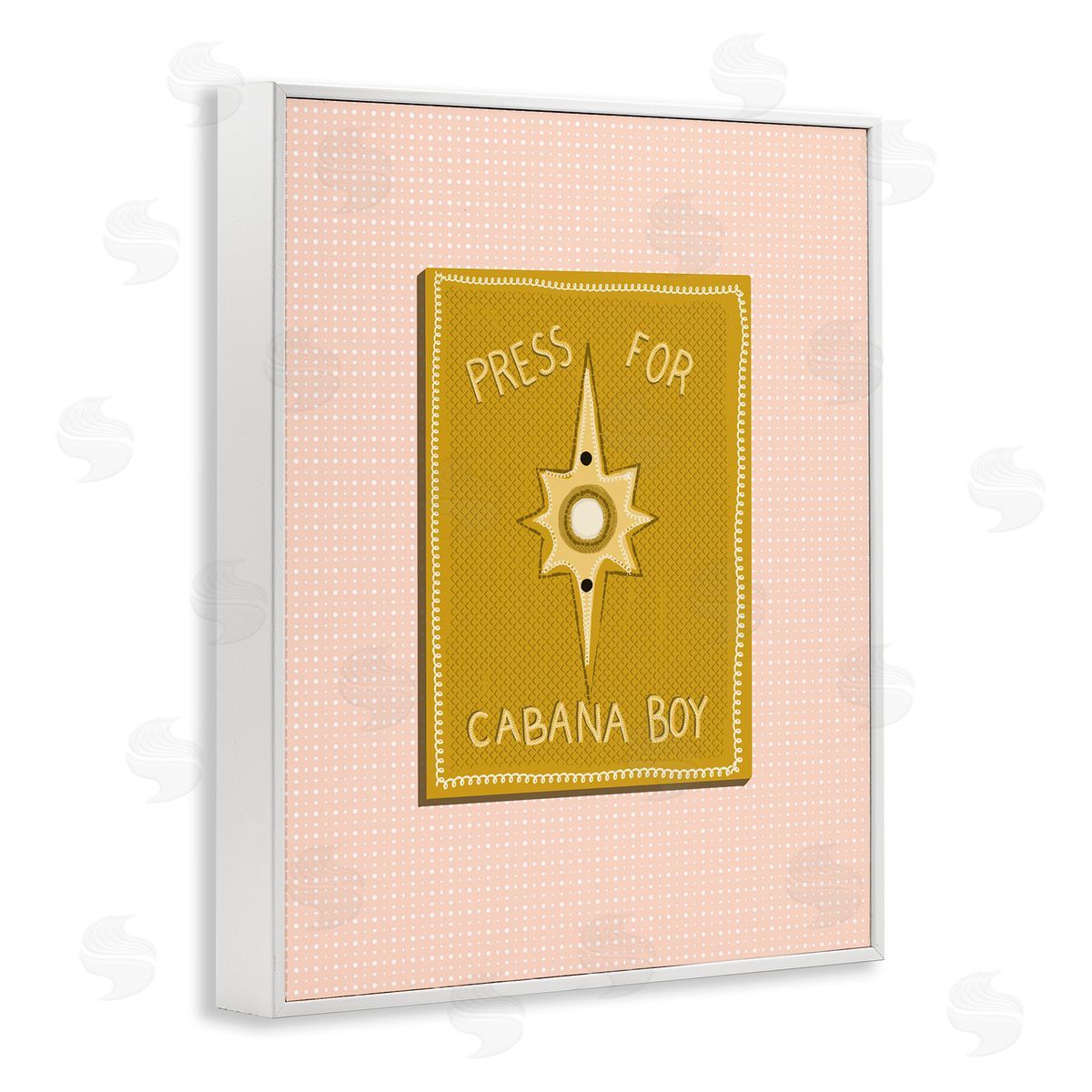 Jen Bucheli Press For Cabana Boy Witty Pink Text Button  White Framed Giclee Wall Art Print