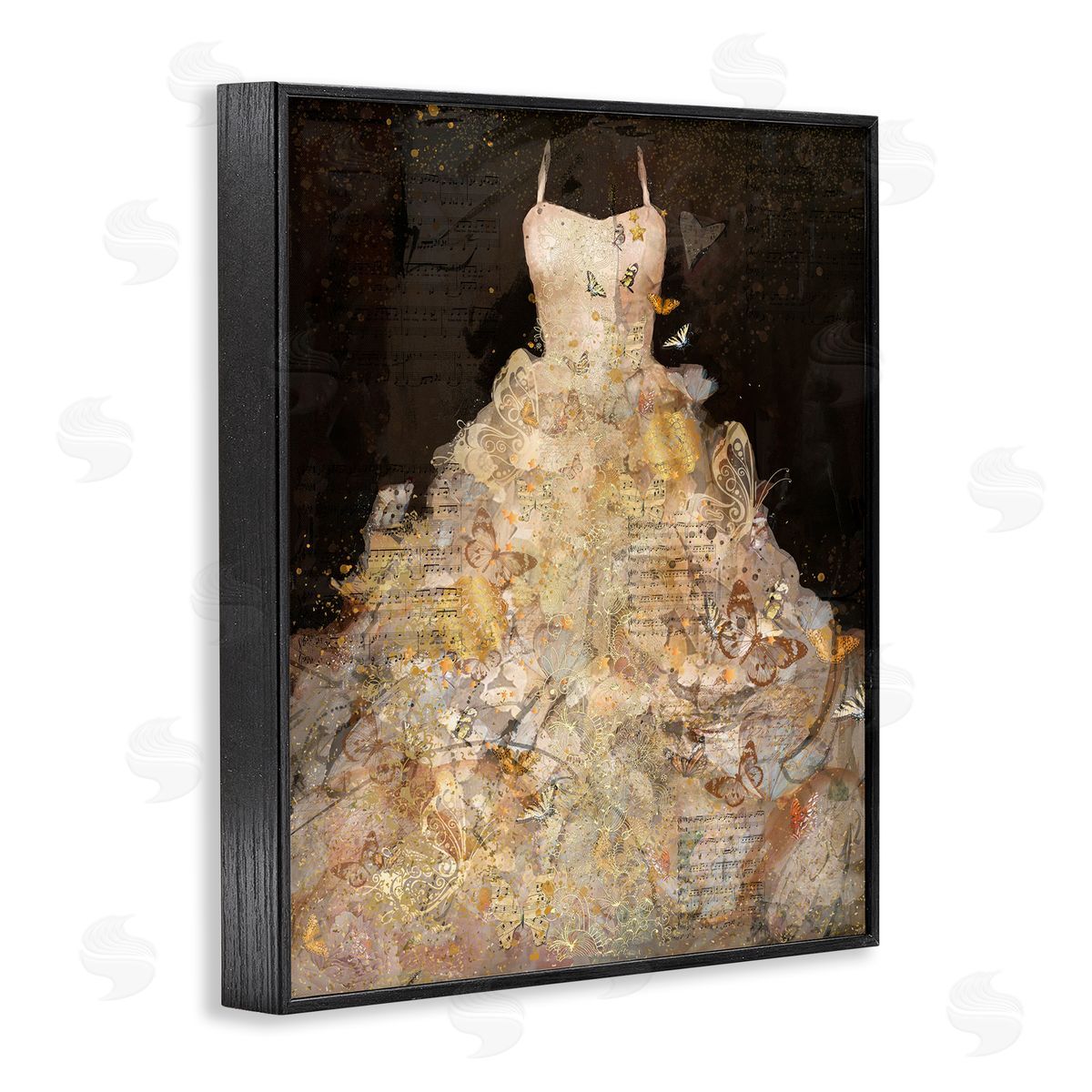 Detailed Evening Gown Collage Black Frame Print Wall Art, Home Decor by Marta Wiley
