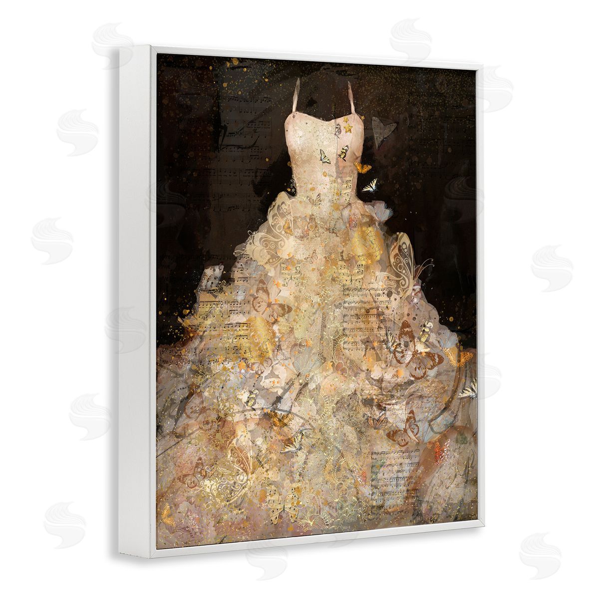 Detailed Evening Gown Collage White Frame Print Wall Art, Home Decor by Marta Wiley