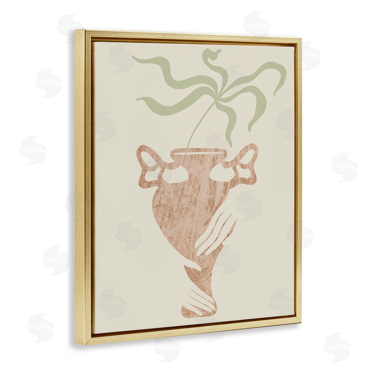 Stupell Studio Hands Holding Brown Vase Botanical Plants Gold Floating Frame Canvas Wall Art Print