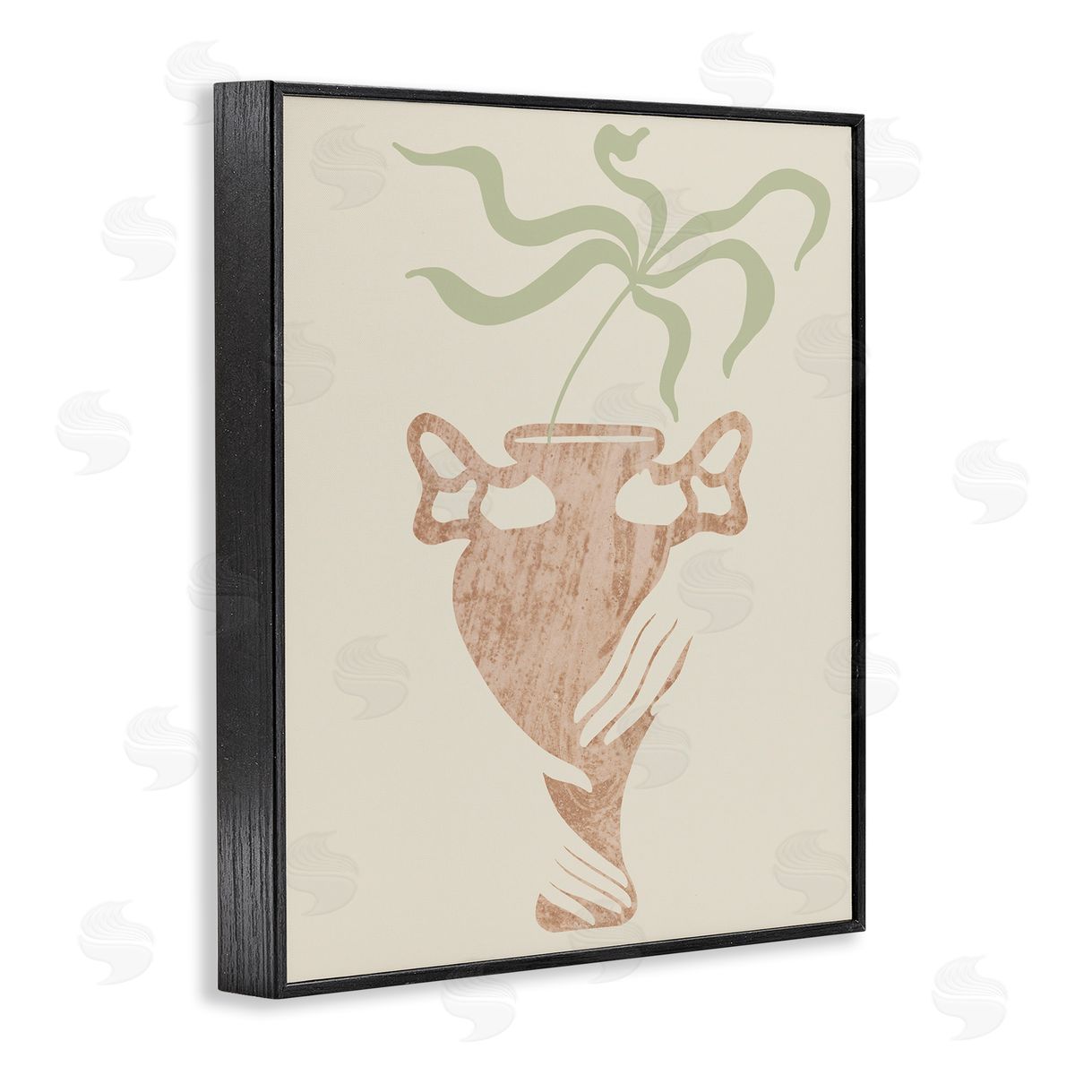 Stupell Studio Hands Holding Brown Vase Botanical Plants Black Framed Giclee Wall Art Print