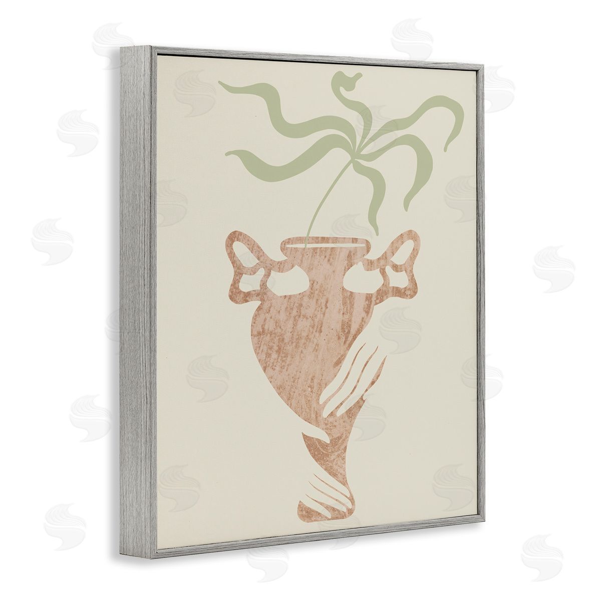 Stupell Studio Hands Holding Brown Vase Botanical Plants Gray Framed Giclee Wall Art Print