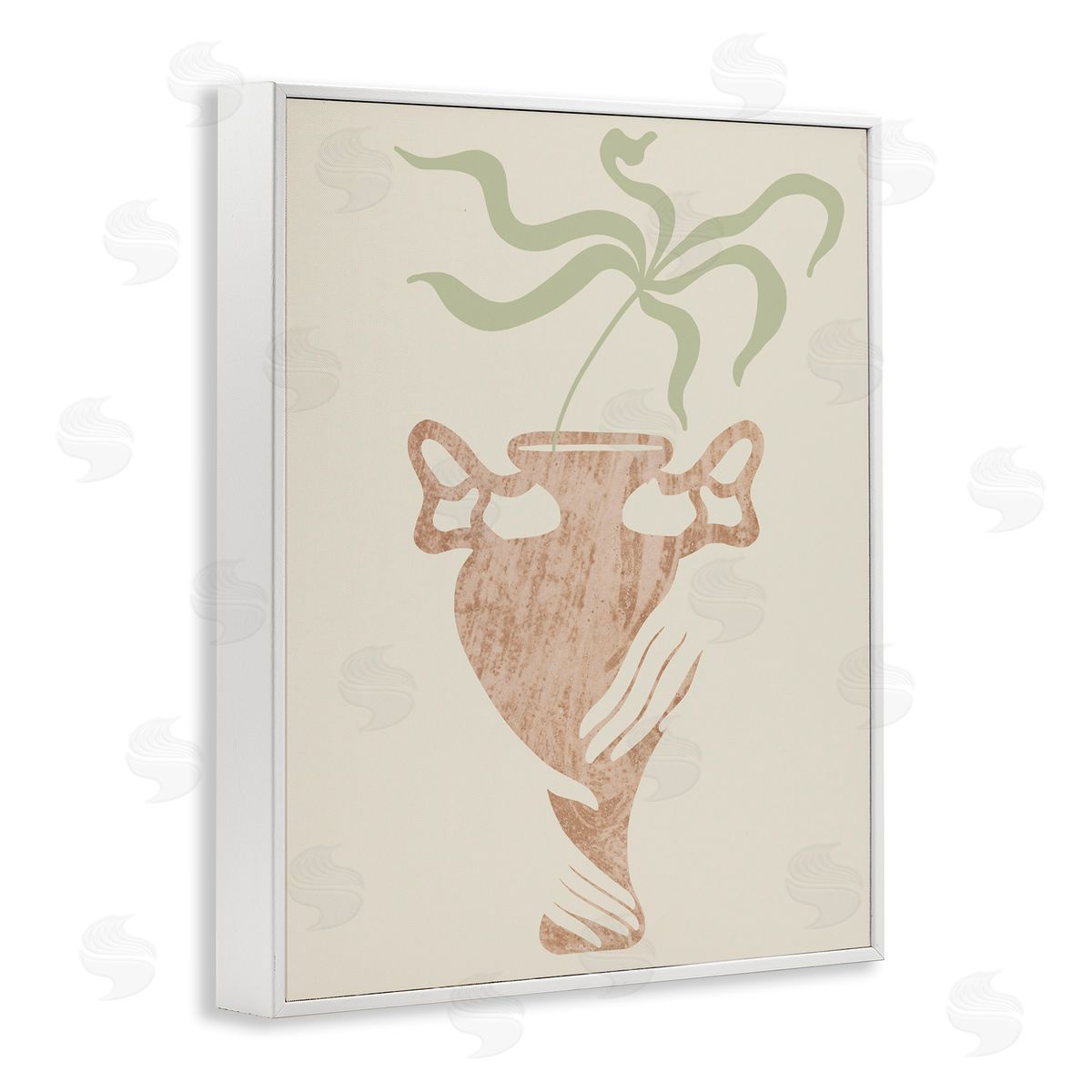 Stupell Studio Hands Holding Brown Vase Botanical Plants White Framed Giclee Wall Art Print