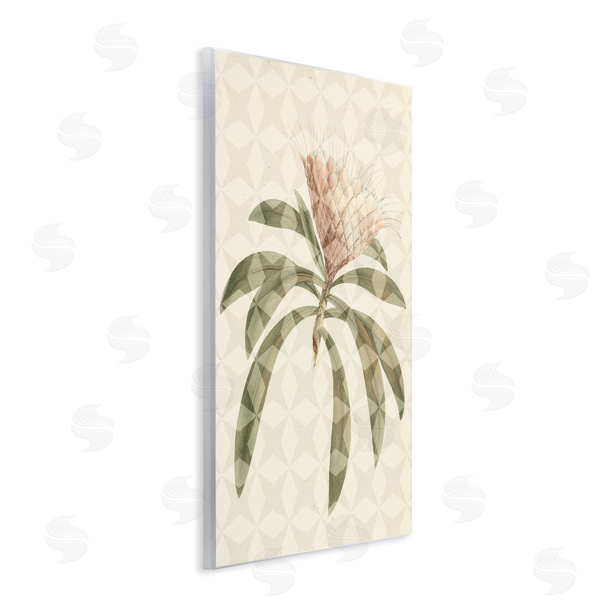 Stupell Studio Natural Geometric Patterned Plant Green Leaves Blossom  Wall Plaque Art Print