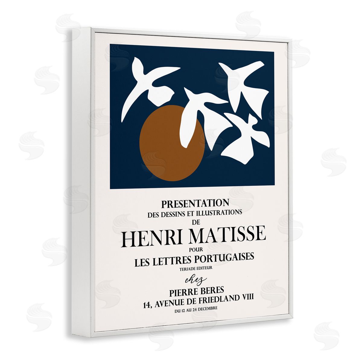 Ros Ruseva Historic Matisse Birds Flying Sun Flyer  White Framed Giclee Wall Art Print