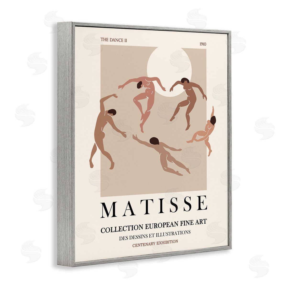 Ros Ruseva Matisse Text Dancing People Neutral Tones Flyer  Gray Framed Giclee Wall Art Print