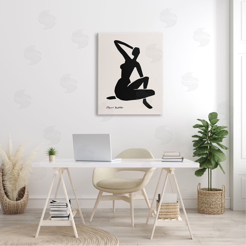Ros Ruseva Historic Matisse Woman Sitting Minimal Silhouette  Canvas Wall Art Print in Room