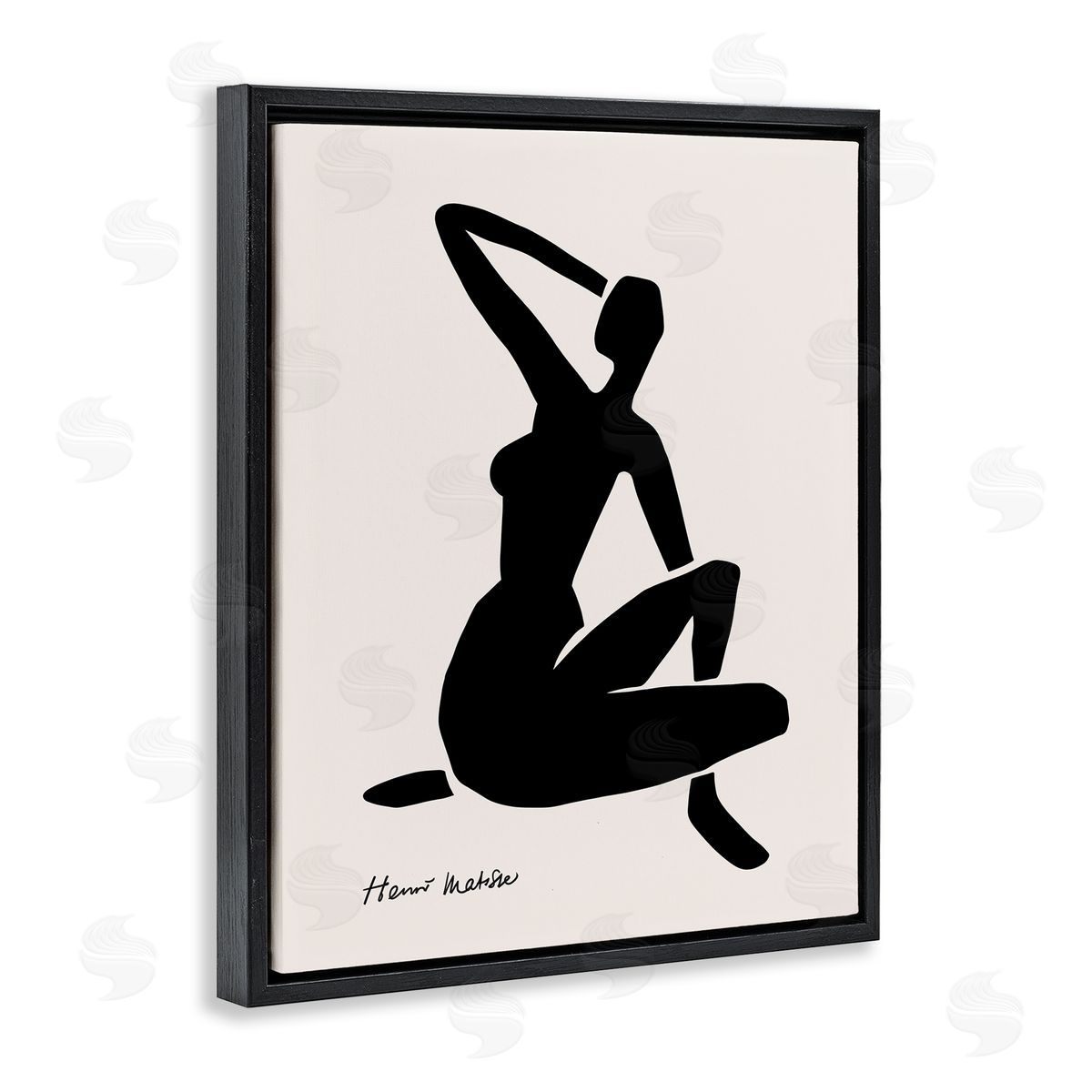 Ros Ruseva Historic Matisse Woman Sitting Minimal Silhouette  Black Floating Frame Canvas Wall Art Print