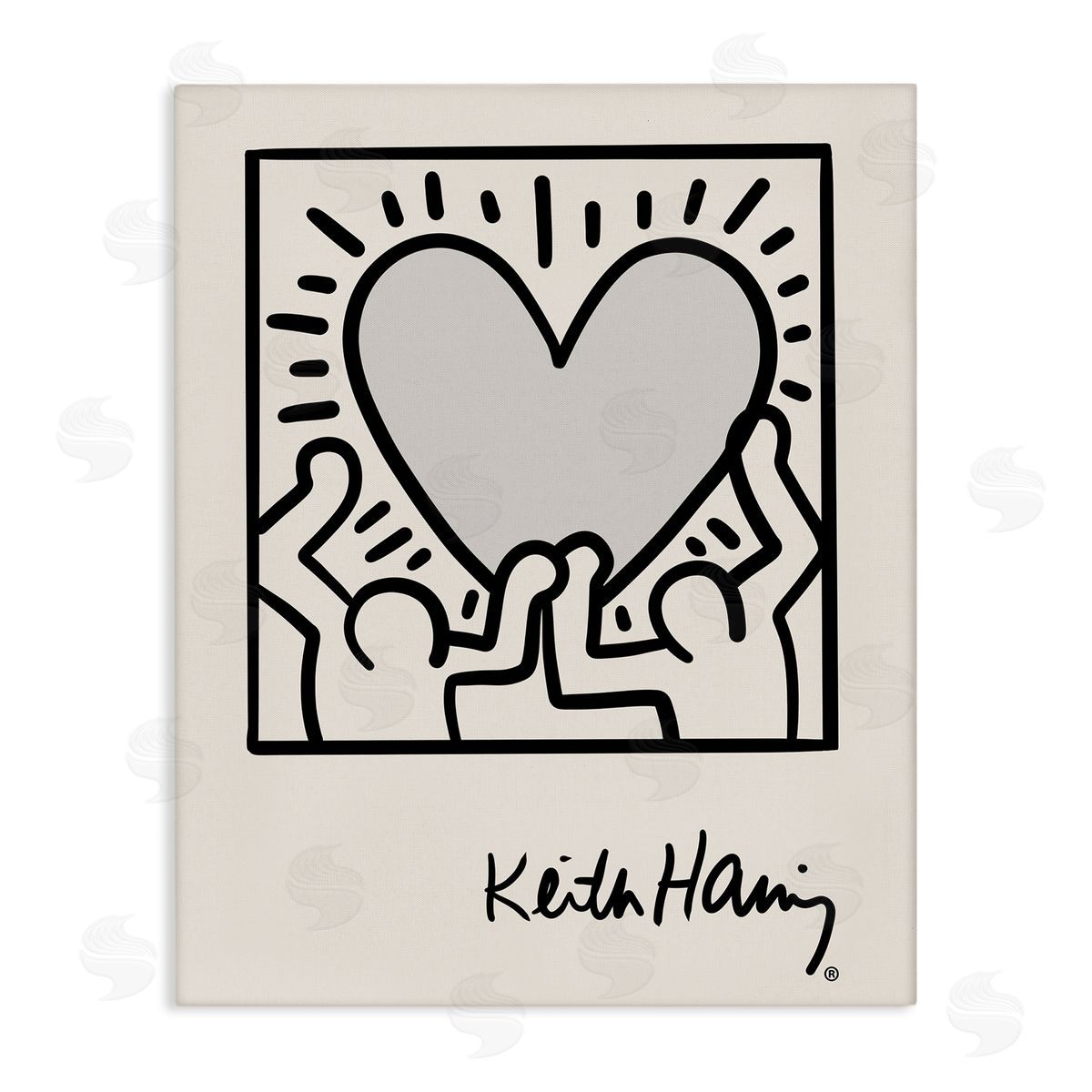 Classic Heart Symbol Keith Haring Canvas Wall Art, Home Decor by Ros Ruseva