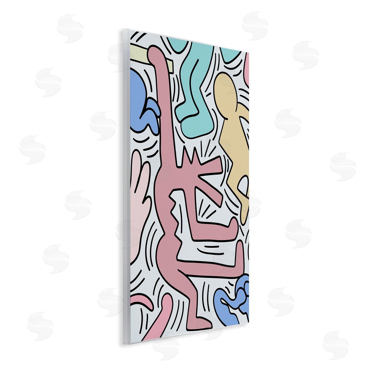 Ros Ruseva Pop Pastel People Squiggle Lines  Wall Plaque Art Print