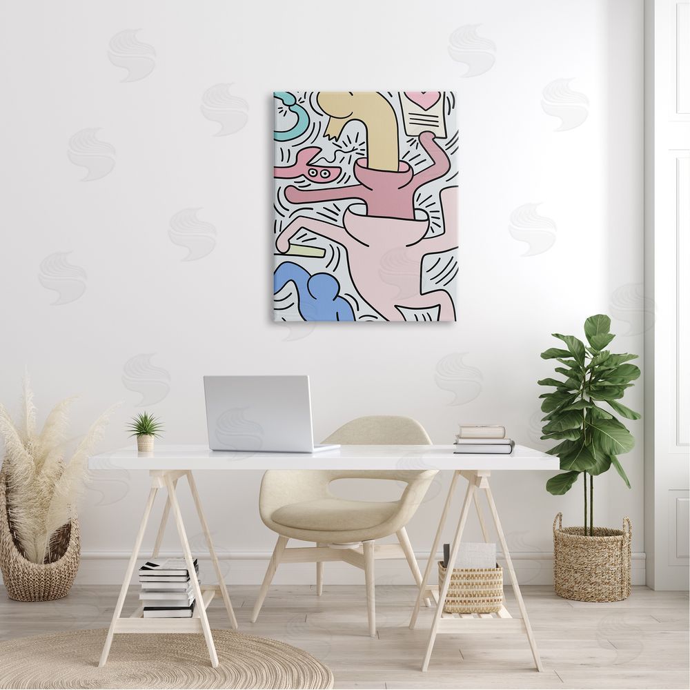 Ros Ruseva Contemporary People Patterned Heart Lines Pop  Canvas Wall Art Print in Room