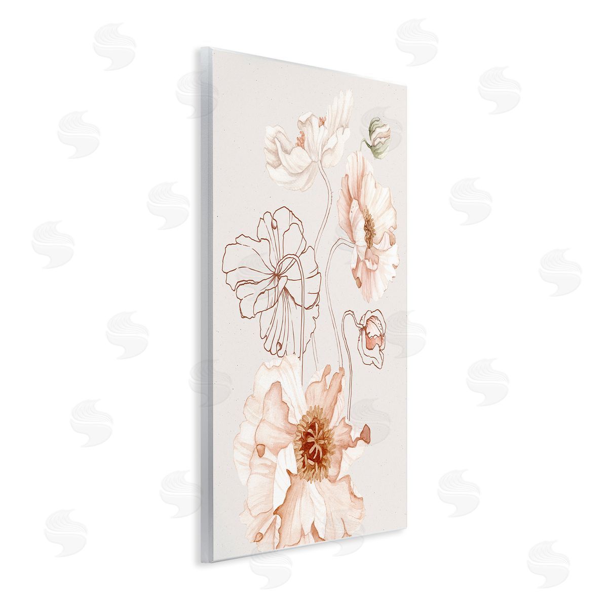 Ros Ruseva Pink Floral Blossom Outline Petals Modern  Wall Plaque Art Print
