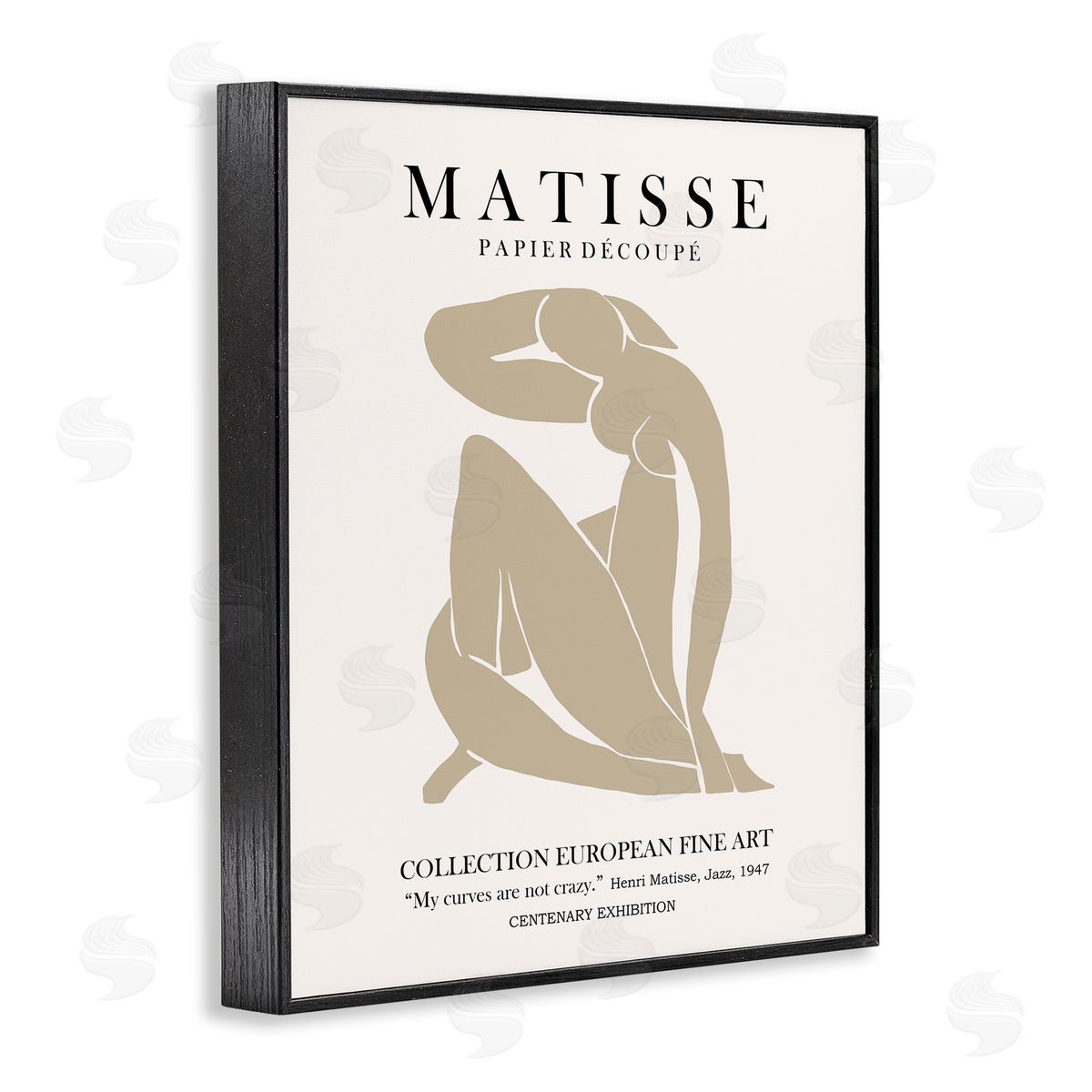 Ros Ruseva Neutral Silhouette Modern Woman Matisse Exhibition Text Black Framed Giclee Wall Art Print