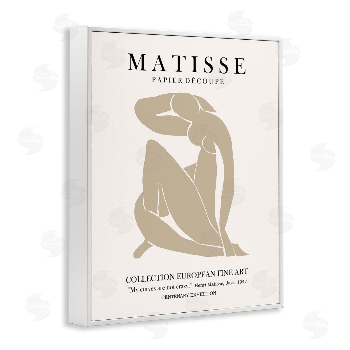 Ros Ruseva Neutral Silhouette Modern Woman Matisse Exhibition Text White Framed Giclee Wall Art Print