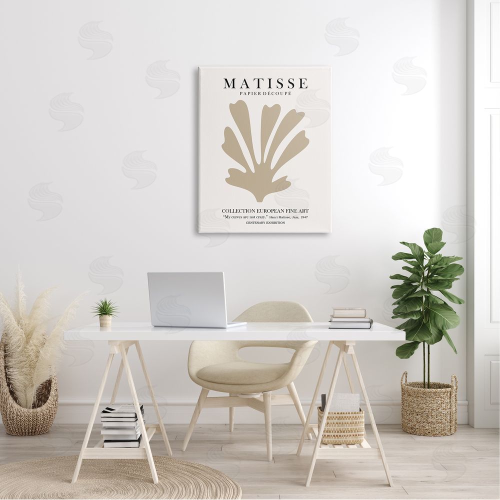 Ros Ruseva Abstract Botanical Exhibition Flyer Matisse Text Canvas Wall Art Print in Room