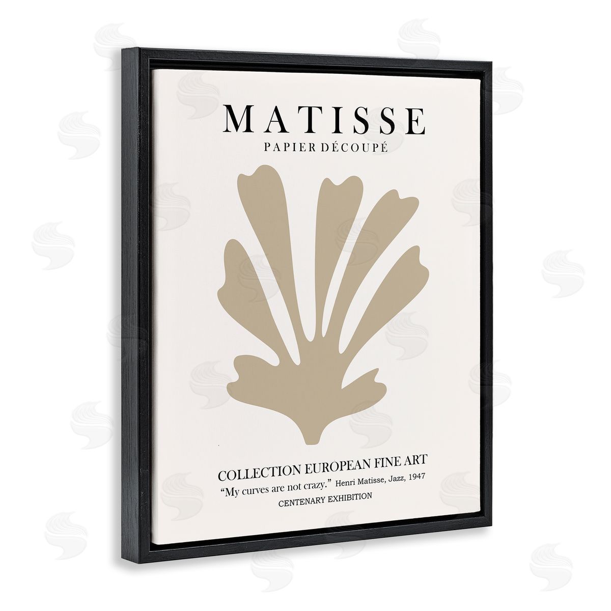 Ros Ruseva Abstract Botanical Exhibition Flyer Matisse Text Black Floating Frame Canvas Wall Art Print