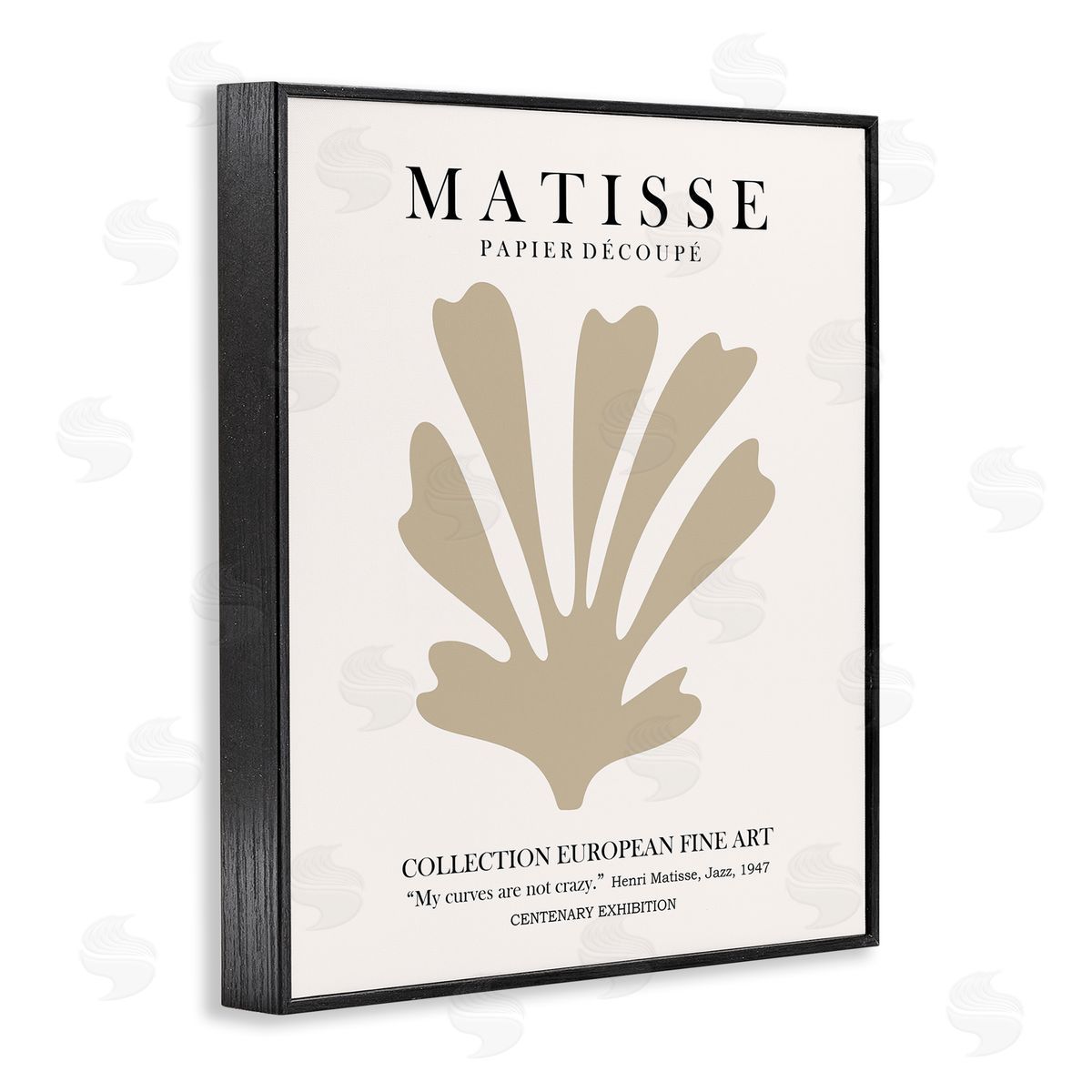 Ros Ruseva Abstract Botanical Exhibition Flyer Matisse Text Black Framed Giclee Wall Art Print