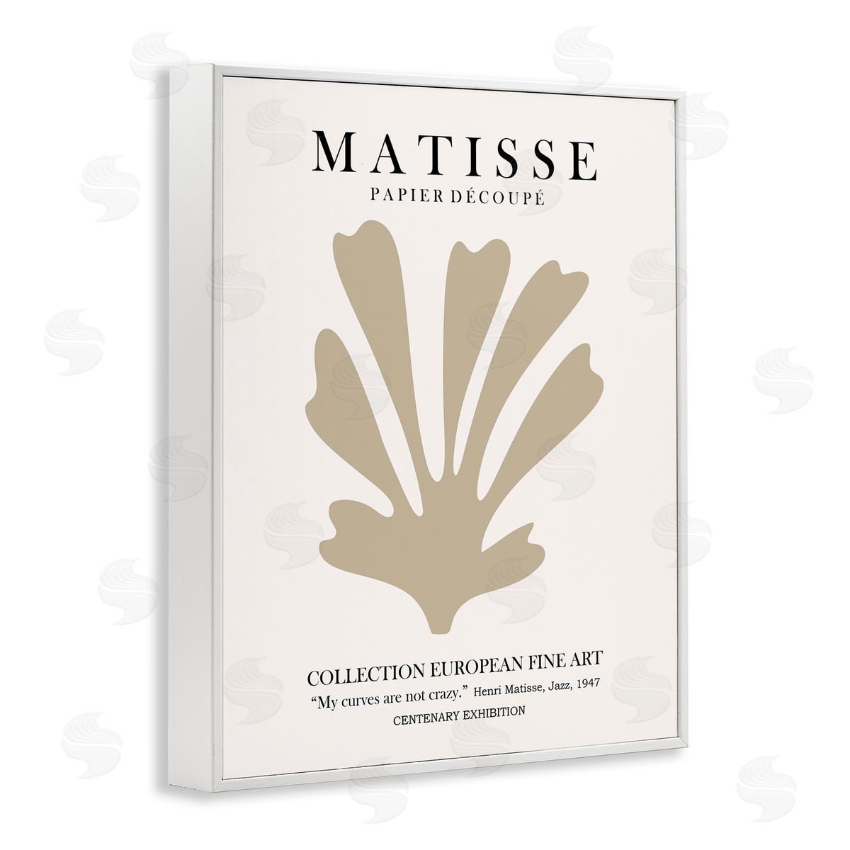 Ros Ruseva Abstract Botanical Exhibition Flyer Matisse Text White Framed Giclee Wall Art Print