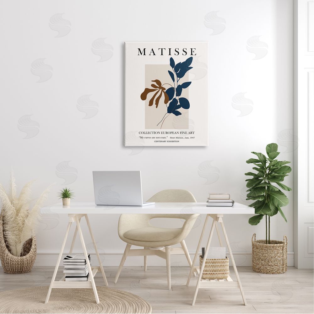 Ros Ruseva Bold Modern Botanicals Leaf Silhouettes Matisse Text  Canvas Wall Art Print in Room