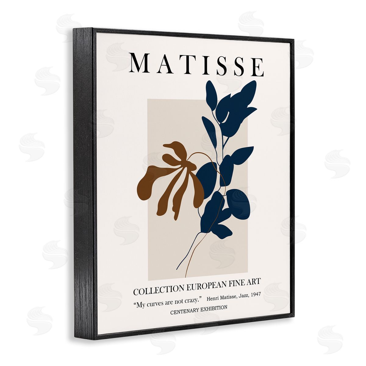 Ros Ruseva Bold Modern Botanicals Leaf Silhouettes Matisse Text  Black Framed Giclee Wall Art Print