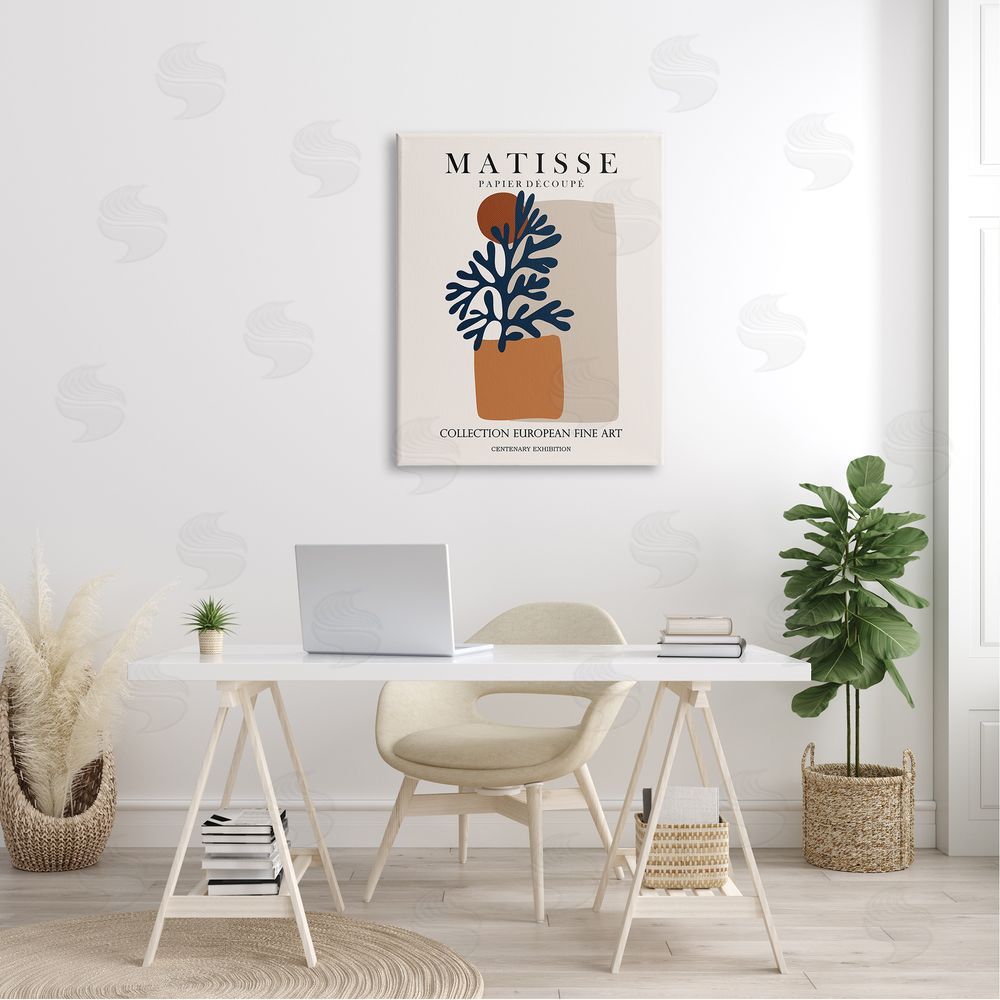 Ros Ruseva Contemporary Botanical Leaves Geometric Shapes Pattern Exhibition Canvas Wall Art Print in Room