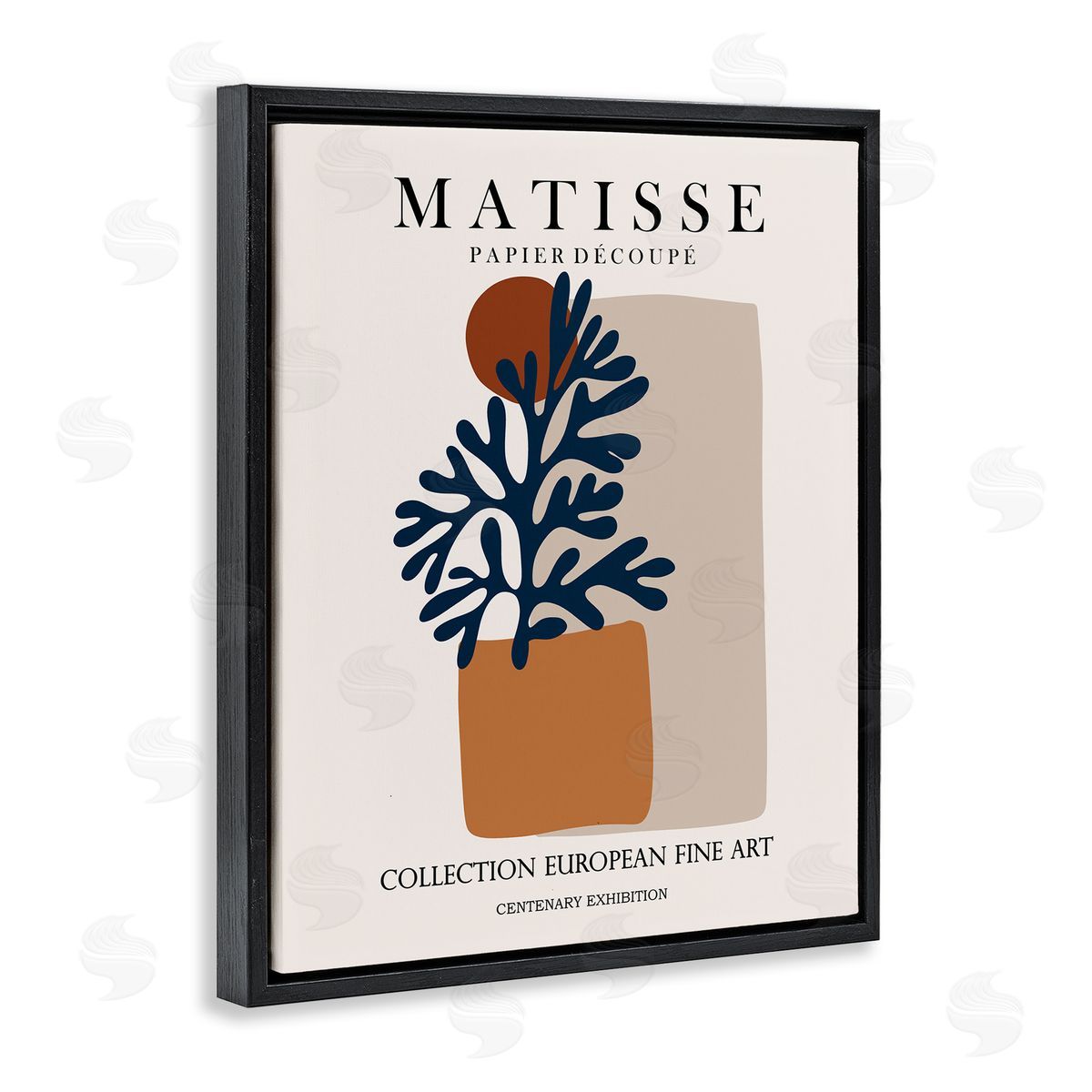 Ros Ruseva Contemporary Botanical Leaves Geometric Shapes Pattern Exhibition Black Floating Frame Canvas Wall Art Print