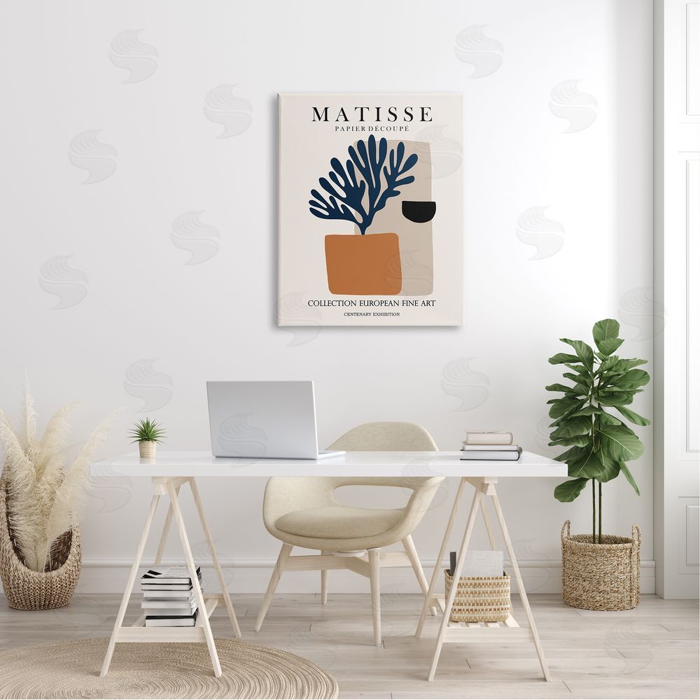 Ros Ruseva Geometric Shapes Floral Botanicals Neutral Matisse Canvas Wall Art Print in Room