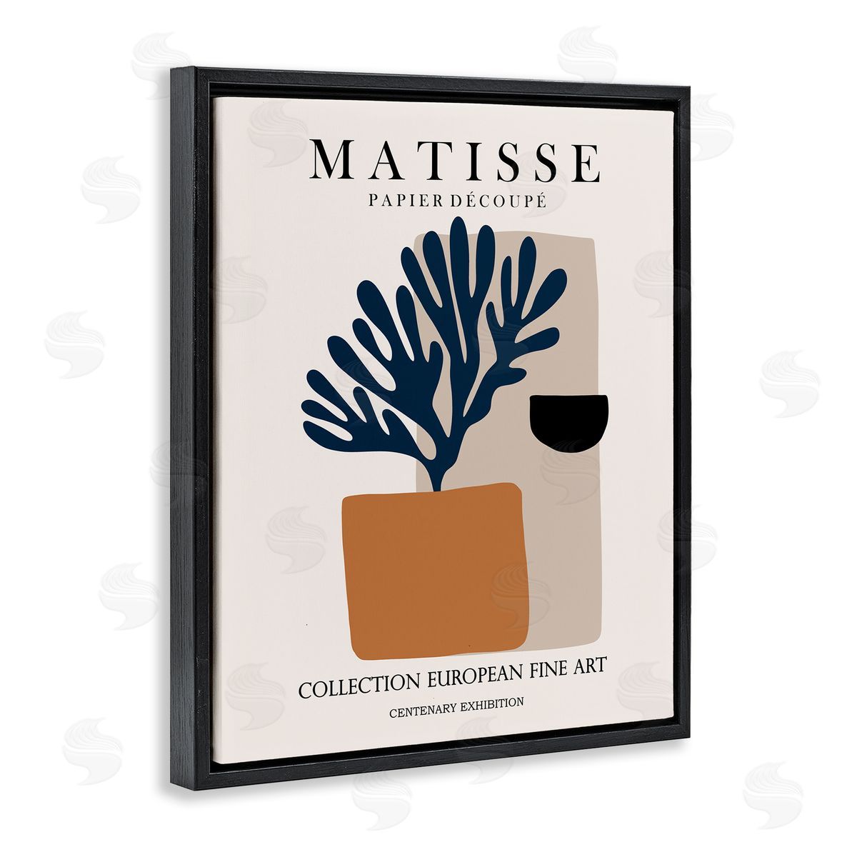 Ros Ruseva Geometric Shapes Floral Botanicals Neutral Matisse Black Floating Frame Canvas Wall Art Print