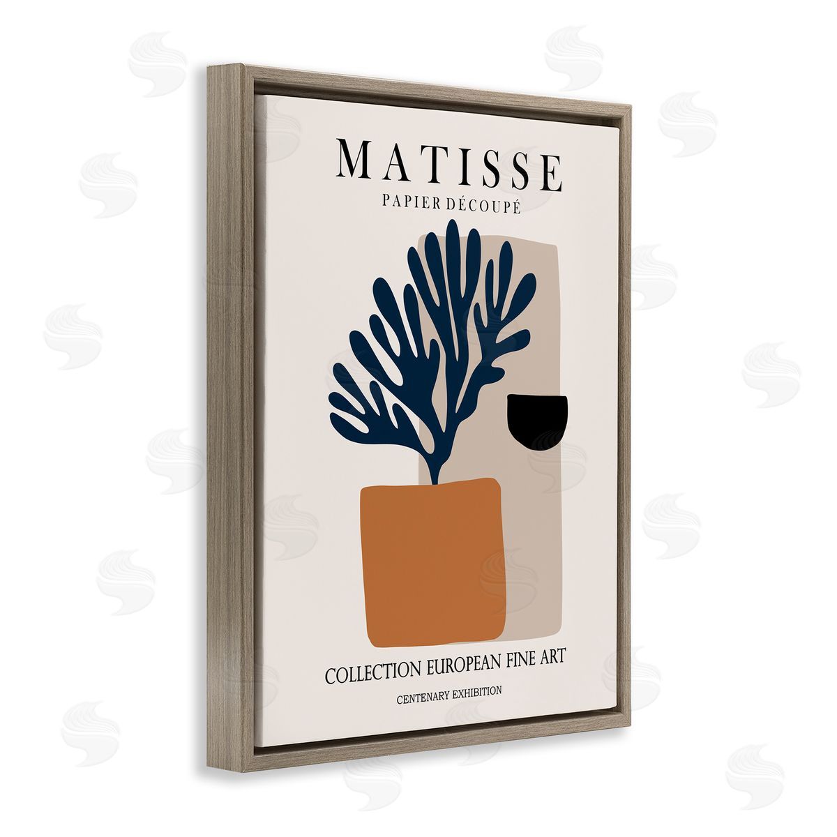 Ros Ruseva Geometric Shapes Floral Botanicals Neutral Matisse Brown Floating Frame Canvas Wall Art Print