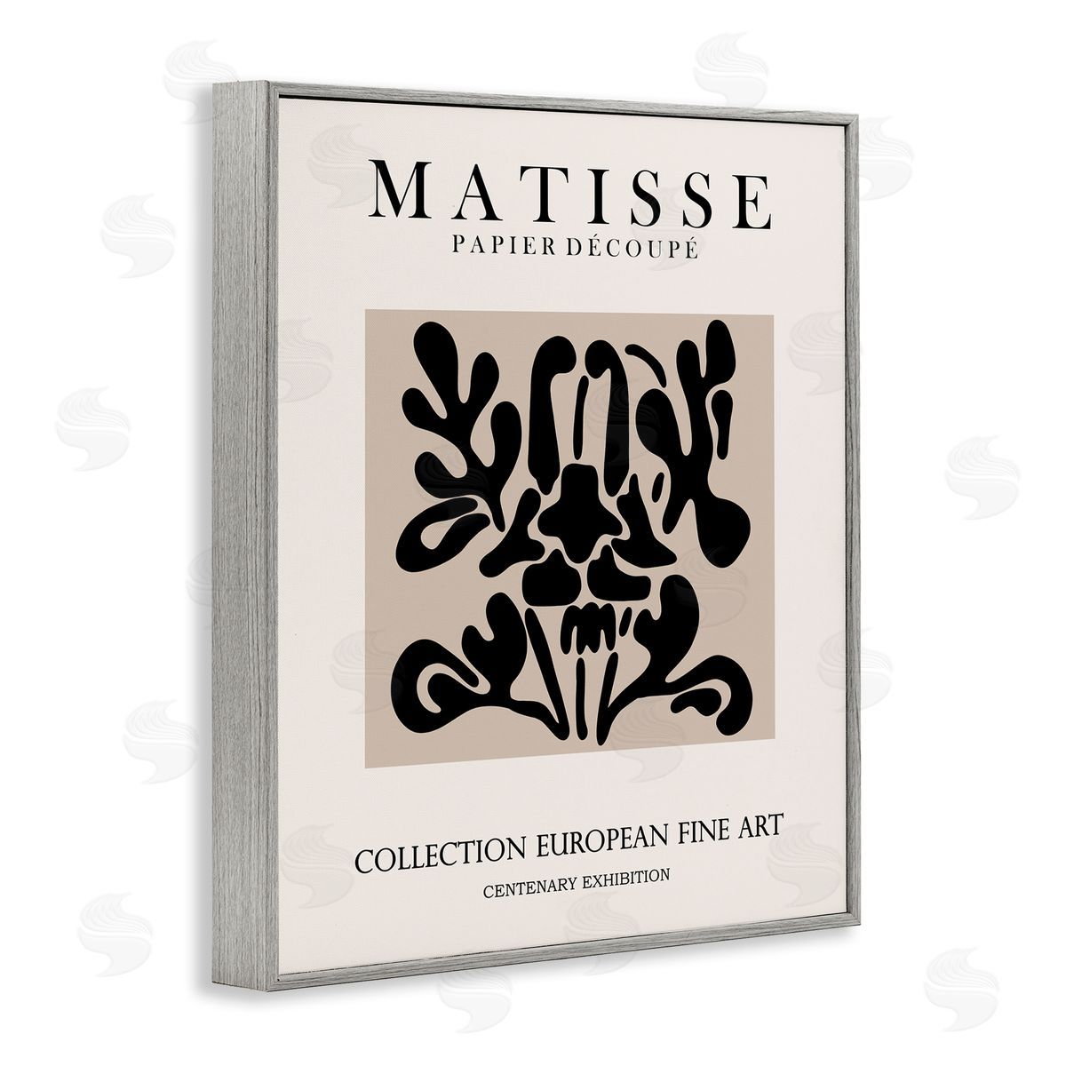 Ros Ruseva Abstract Contemporary Black Floral Matisse Typography  Gray Framed Giclee Wall Art Print