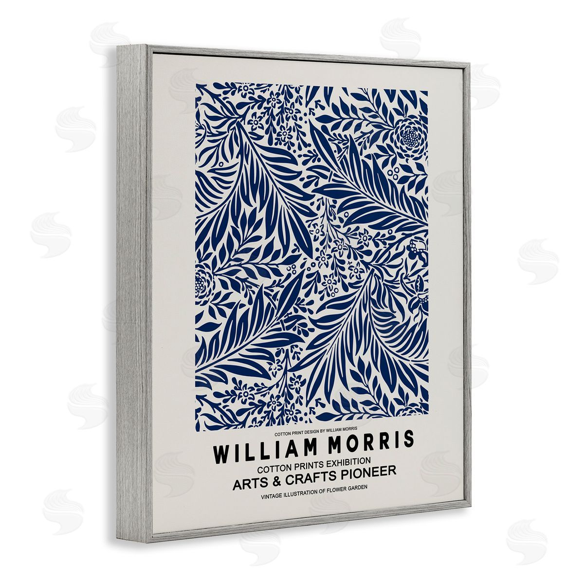 Ros Ruseva Blue Floral Leaves Botanical Pattern Exhibition Flyer  Gray Framed Giclee Wall Art Print
