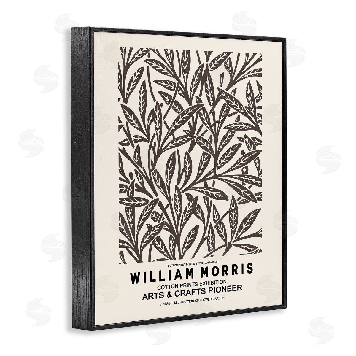 Ros Ruseva Neutral Plant Leaves Pattern Text Flyer Exhibition  Black Framed Giclee Wall Art Print