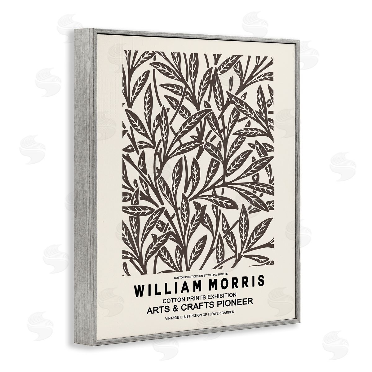 Ros Ruseva Neutral Plant Leaves Pattern Text Flyer Exhibition  Gray Framed Giclee Wall Art Print