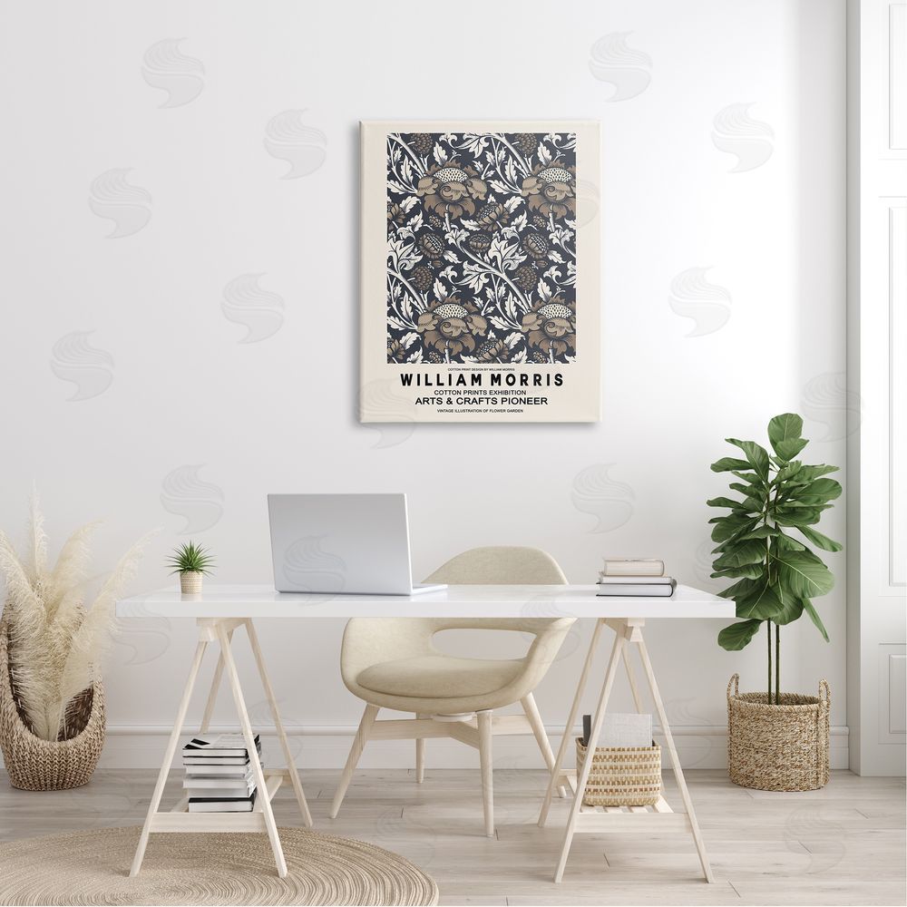 Ros Ruseva Neutral Tones Detailed Brown Botanicals Flowers  Canvas Wall Art Print in Room