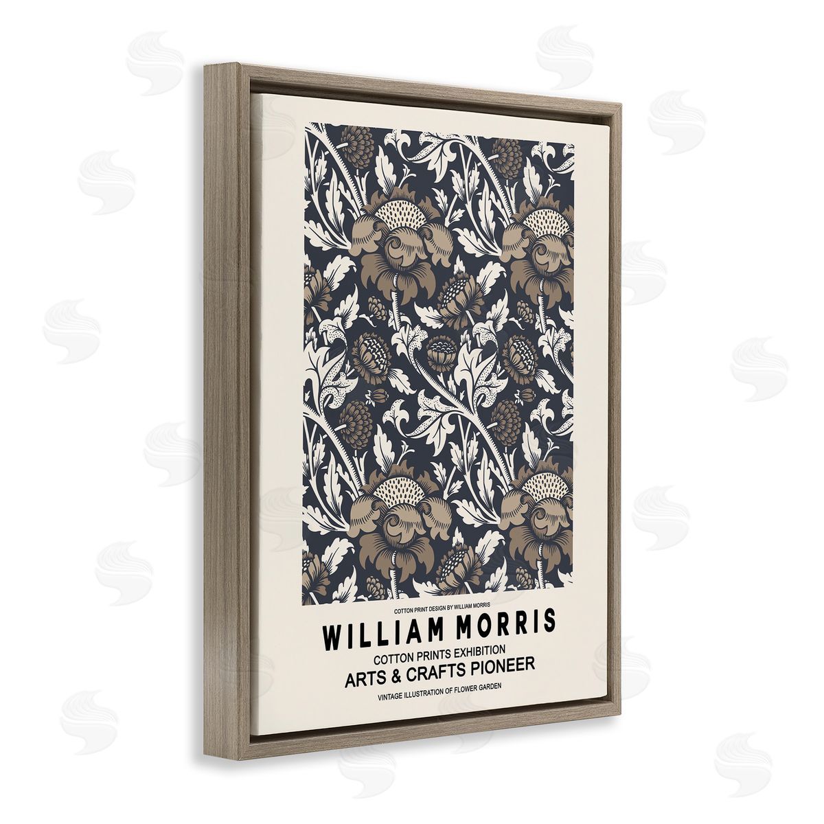 Ros Ruseva Neutral Tones Detailed Brown Botanicals Flowers  Brown Floating Frame Canvas Wall Art Print