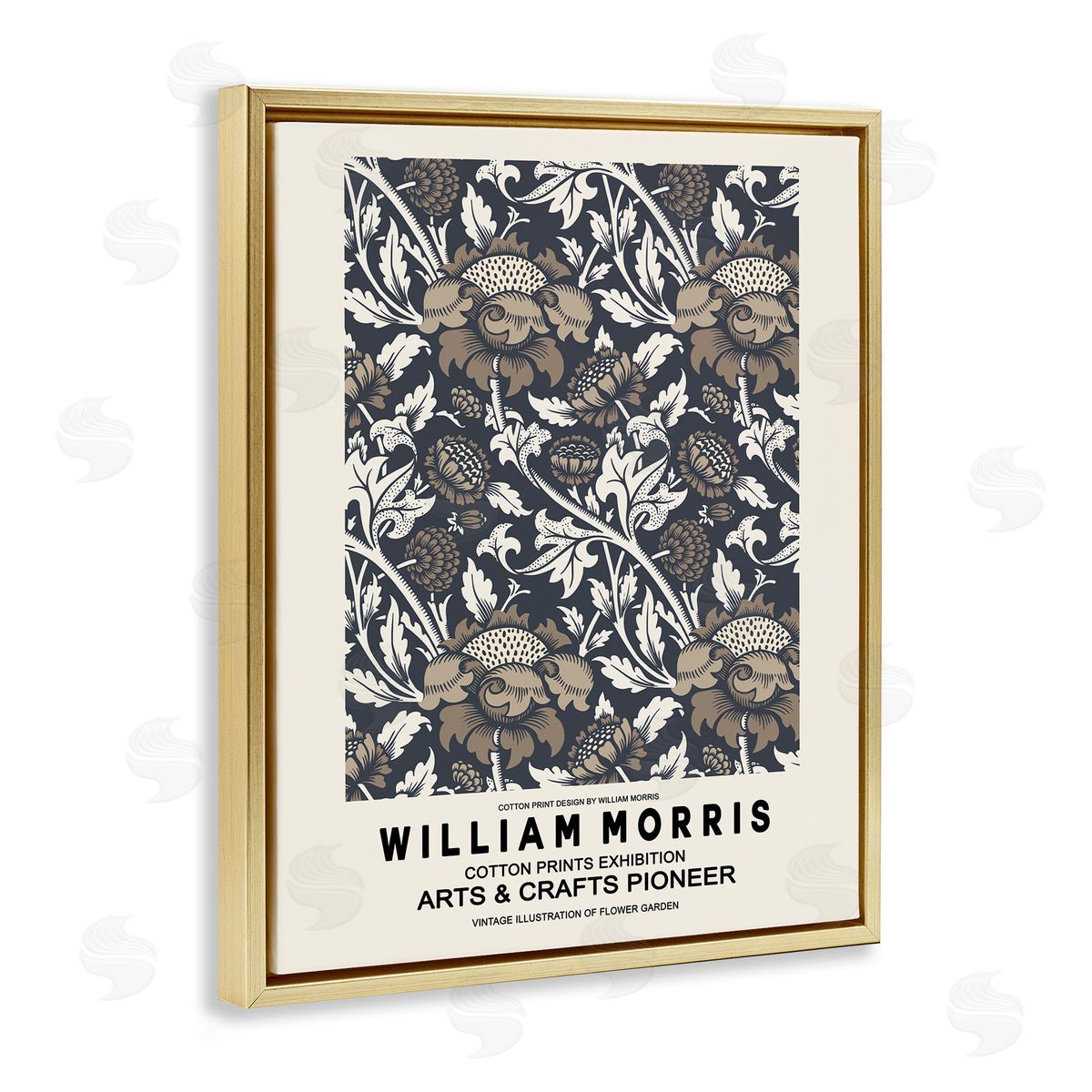 Ros Ruseva Neutral Tones Detailed Brown Botanicals Flowers  Gold Floating Frame Canvas Wall Art Print