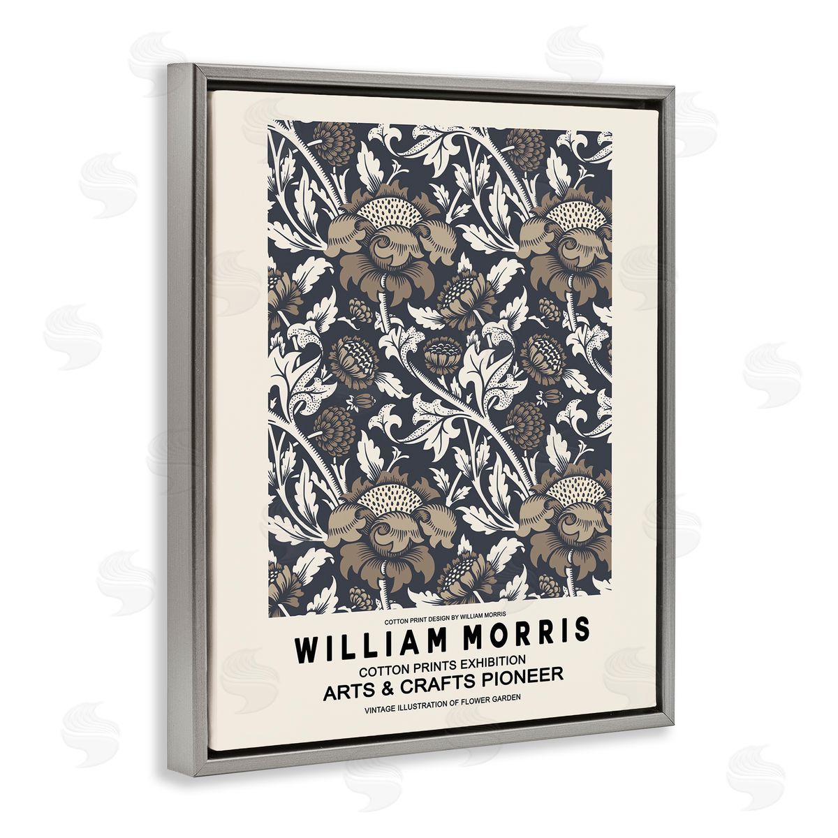 Ros Ruseva Neutral Tones Detailed Brown Botanicals Flowers  Gray Floating Frame Canvas Wall Art Print