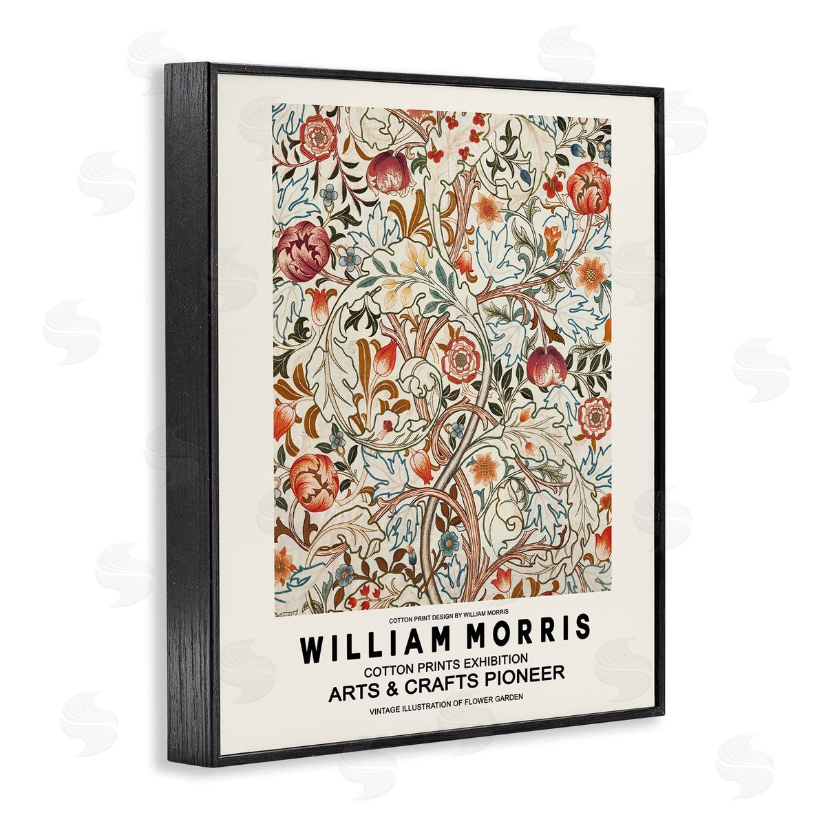 Ros Ruseva Bold Red Flowers Pattern Intertwining Stems Text Flyer Black Framed Giclee Wall Art Print
