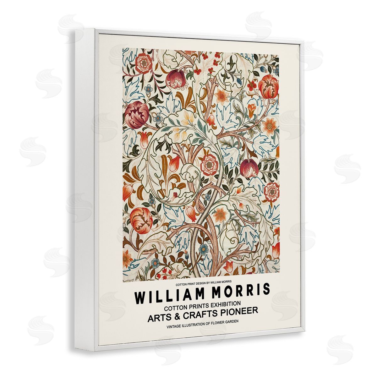 Ros Ruseva Bold Red Flowers Pattern Intertwining Stems Text Flyer White Framed Giclee Wall Art Print