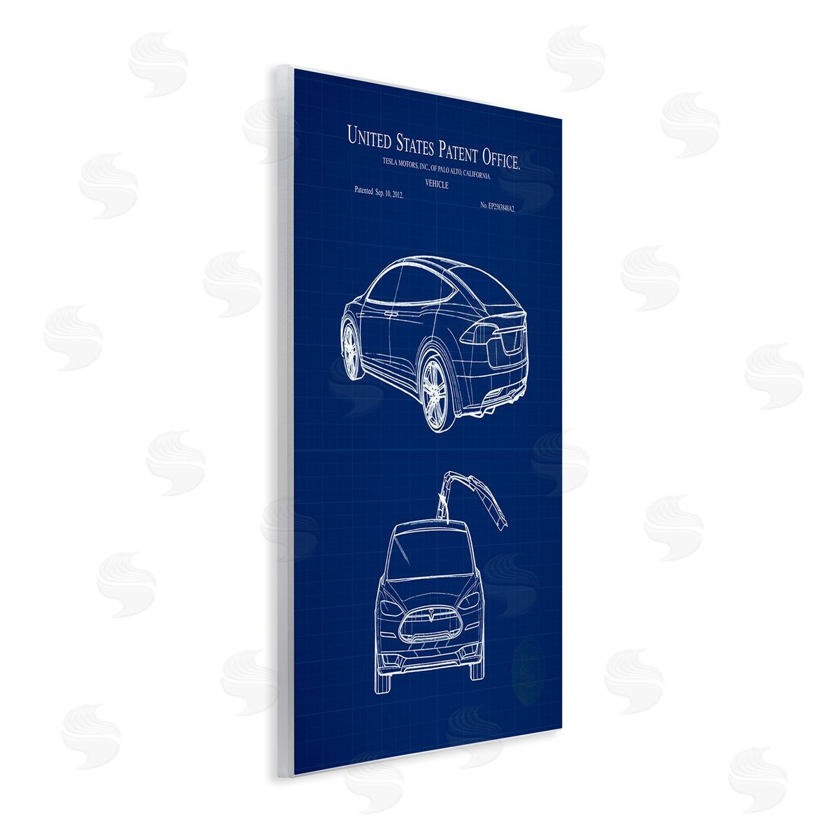 Karl Hronek Blue Vehicle Car Outline Diagram Blueprint Wall Plaque Art Print