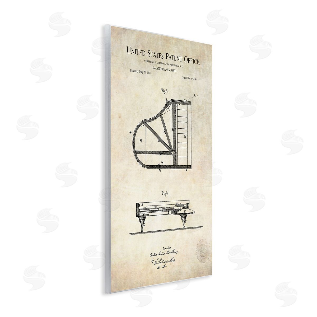 Karl Hronek Grand Piano Detailed Vintage Diagram Blueprint Instrument  Wall Plaque Art Print